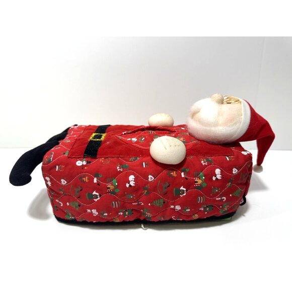 Vintage Avon Fabric Christmas Santa Tissue Box Cover Santa Claus Red Black Suit - Picture 3 of 6